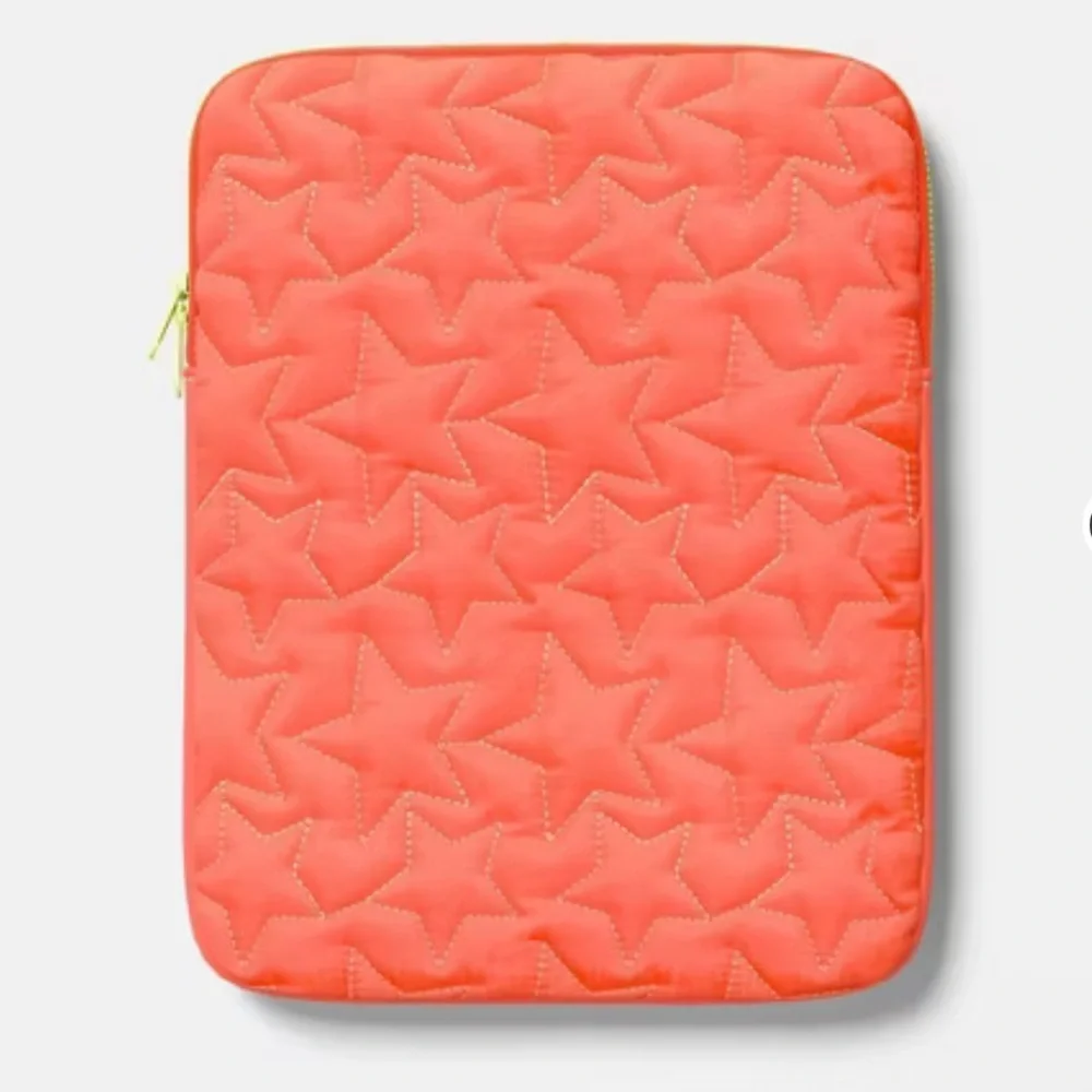 Heyday Coral Orange and Lime Puffy Laptop/Tablet Sleeve Up to 12.9